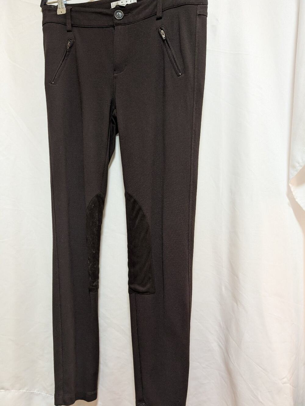 Cabi Women's Size 4 Dark Brown Ponte Riding Pants Equestrian Style Zipper
